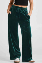 Drawstring Waist Wide Leg Active Pants