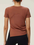 Full Size Slit Round Neck Short Sleeve Active T-Shirt Plus Size