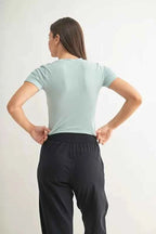 MONO B Essential Micro-ribbed Cropped Athleisure Tee